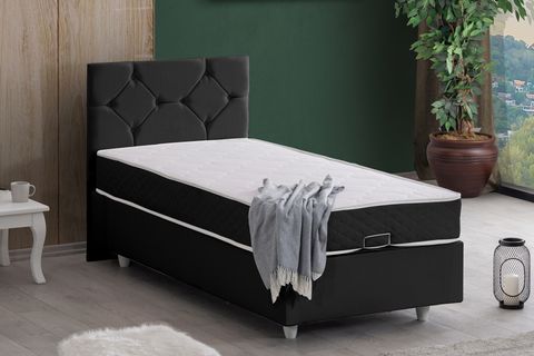 GLAMİS BAZA BAŞLIK VE LETTO YATAK SETİ, ANTRASİT, 100X200