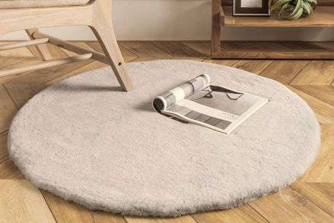 TAPPETO REX TAVŞANI DEKORATİF YUVARLAK POST HALI, 22 MM, GRİ 80X80