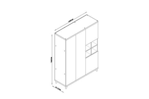 SILA DÖRT KAPAKLI ASKILIKLI RAFLI GARDIROP BEYAZ