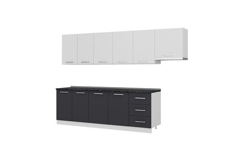 MİNAR  ELA 300 CM MUTFAK DOLABI BEYAZ ANTRASİT 300-A5