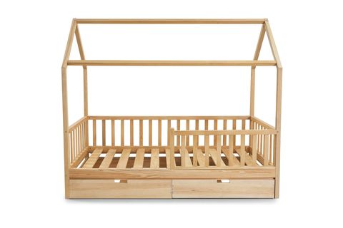 NATURKİDZ MONTESSORI ÇATILI KARYOLA,  ÇEKMECELİ, MASİF, 90X190