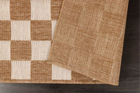 PERA HALI KAHVE VE BEYAZ DAMA DESENLİ SİSAL TARZI HALI FM04W 160X210 CM
