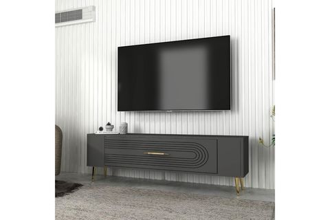 RETROL TV SEHPASI, 3CT, ANTRASİT ALTIN