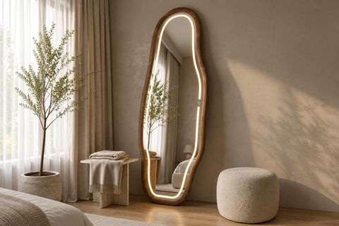 MONACO LEDLİ AHŞAP BOY AYNASI, 180X60