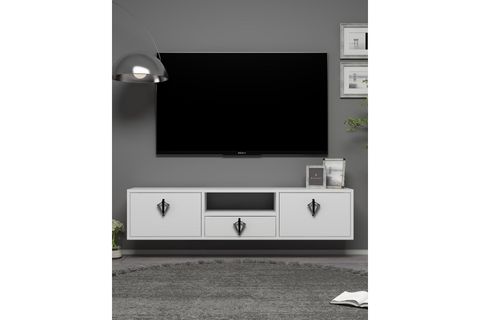 DROPDD TV SEHPASI, BEYAZ SİYAH GÜMÜŞ DUVARA MONTAJ, 1315DROPDD 32