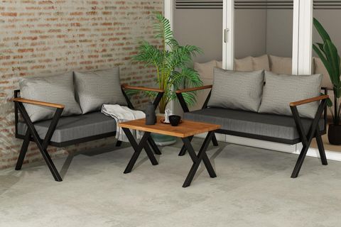 WOODESK BEGONVİL İKİLİ BAHÇE TAKIMI, GRİ, CPT5528-130