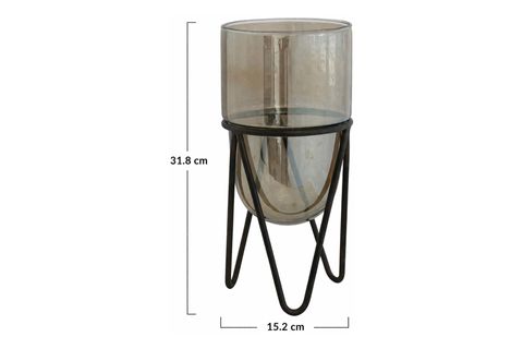 DEKORATİF METAL STANDLI CAM SÜTUN MUMLUK