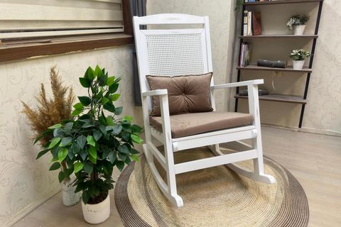 ASEDİA VERANDA HASIRLI MİNDERLİ SALLANAN SANDALYE, KAHVERENGİ, LAKE AYAK