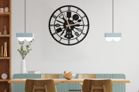 DEKORATİF TÜRKÇE RAKAMLI METAL MUTFAK SAATİ 60 CM