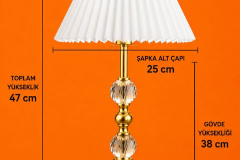 MANOLYA MASA ABAJURU, GOLD BEYAZ
