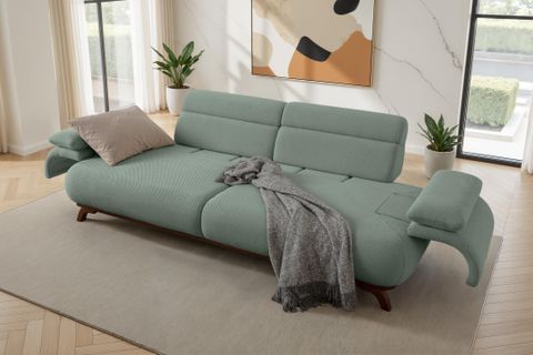 ALASKA SIRT MEKANIZMALI CEVIZ KASALI ÜÇLÜ KOLTUK, SU YEŞİL