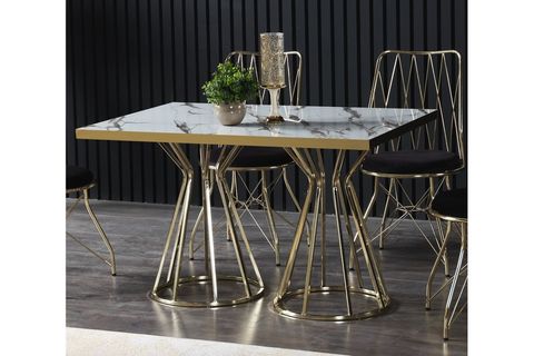 RESSAHOME MUTFAK MASASI TAKIMI, ELİZA BEYAZ MERMERLİ, 120X80