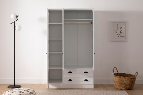 KNİDOS GARDIROP, 3 KAPAK 2 ÇEKMECE, BEYAZ