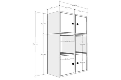 LEKSA KAPAKLI RAFLI KİTAPLIK 65 CM BEYAZ KTP-1026-Ç