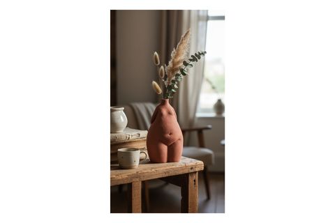 KUM KADIN FİGÜRLÜ VAZO MODERN DEKOR
