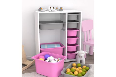 ÇOK AMAÇLI OYUNCAK DOLABI PEMBE GRİ 2D2K6U