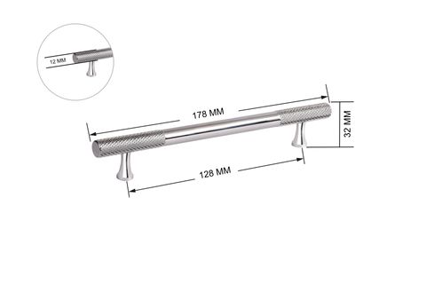 ZİRVE APEX ALÜMİNYUM KULP, KROM, 128 MM