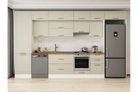 ALVİNKA 400X240 CM KLASİK MEBRAN MUTFAK DOLABI, MBB E90B60S50 1 MEBRAN KUMTAŞI MDF