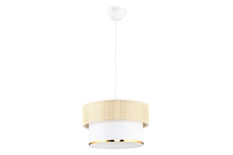 EVLİGHT VİP HAZERAN RATTAN 2 KATLI SARKIT AVİZE, BEYAZ KREM, GOLD DETAYLI