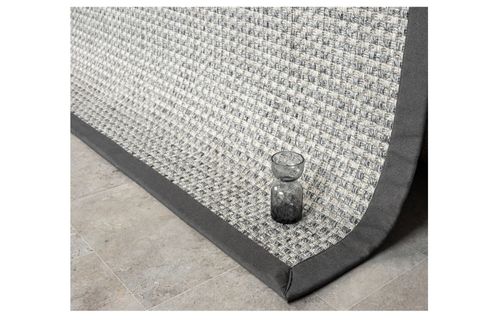 BORDÜRLÜ HASIR DOKULU SİSAL MAKİNE HALISI, GRİ, 100X450