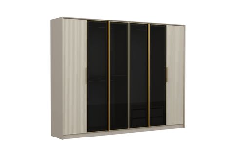 LUXE MENTEŞELİ DOLAP, 6 KAPAKLI, KUMTAŞI, 210 CM