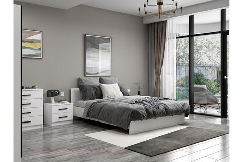 KALE210 YATAK ODASI TAKIMI, BEYAZ, CAM KAPAK, 4 KAPAKLI, SET 83