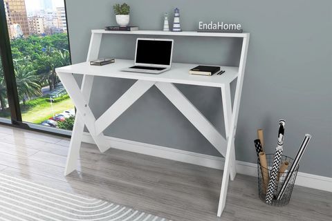 ÇAPRAZ AYAKLI DERS ÇALIŞMA MASASI, BEYAZ, 50X90 CM