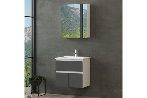 NİKA BANYO DOLABI 65CM AS2K1Ç 2K2A ETJ BEYAZ ANTRASİT
