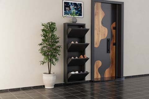 LİNEA METAL AYAKKABILIK, ANTRASİT, 4 KAPAKLI