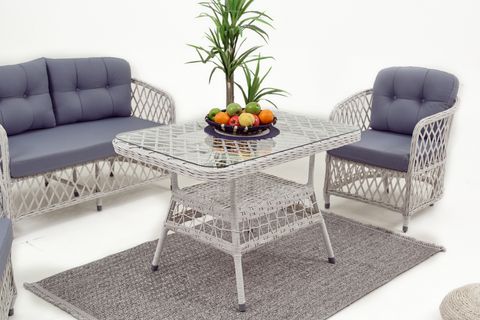 PALMA RATTAN İKİLİ OTURMA GRUBU, BEYAZ