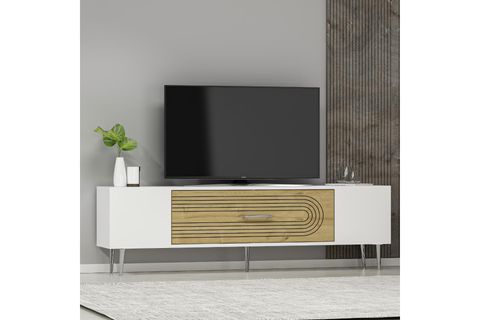 DEKOL TV SEHPASI, 3CT, BEYAZ SAFİRMEŞE GÜMÜŞ
