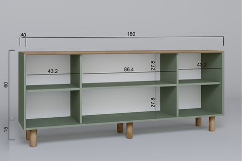 BOHEM SERİSİ NATURA PVC HASIR DESEN KONSOL, YEŞİL, 4 KAPAKLI
