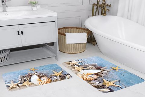 KAYMAZ TABAN DİJİTAL BASKI İKİLİ BANYO PASPASI, 100X60 + 60X50 CM  RVG5018