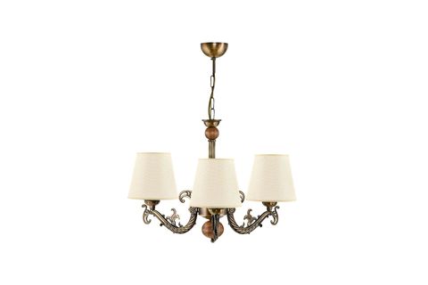 ELBE DÖKÜM ZAMAK AVİZE KREM ŞAPKALI, ÜÇ KOLLU