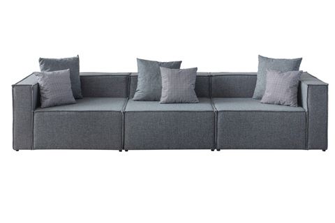 SOFT KİTAPLIKLI MODÜLER KÖŞE KOLTUK TAKIMI, KETEN, GRİ