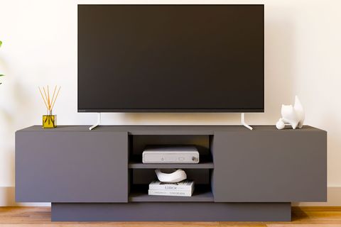 DORA ÇİFT KAPAKLI TELEVİZYON SEHPASI, ANTRASİT, 140 CM