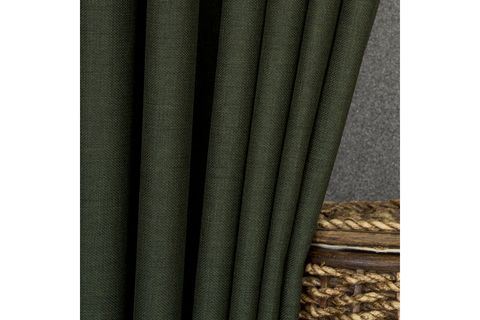 MASSARELLİ KETEN SEYREK PİLE FON PERDE, KOYU YEŞİL, 90X260