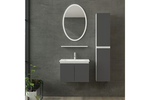 NİKA BANYO DOLABI 65CM AS2K 1EA1R ETJ BOY BEYAZ ANTRASİT