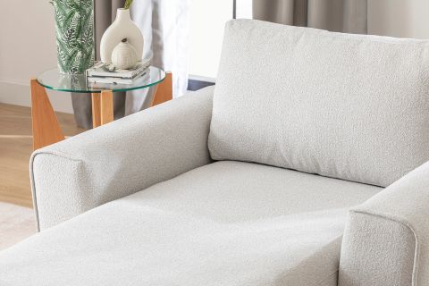 MERLİN DAYBED, FİTİLLİ KOL, NATUREL AYAK, RECYCLED KUMAŞ, AÇIK GRİ