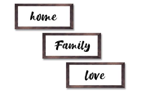 AHŞAP ÇERÇEVELİ HOME FAMİLY LOVE ÜÇLÜ SET PANO