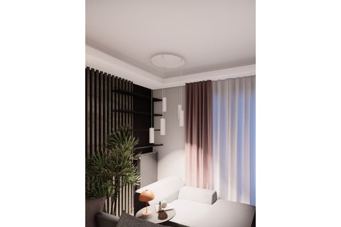ZENYA BEŞLİ METAL SARKIT AVİZE, BEYAZ