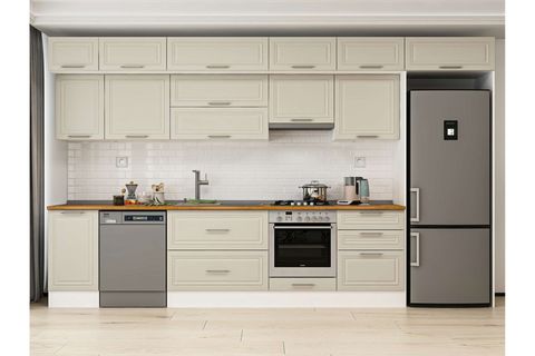 ALVİNKA 395X240 CM KLASİK MEBRAN MUTFAK DOLABI, MB E90S45S60 1 MEBRAN KUMTAŞI MDF