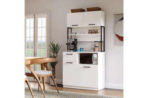 LAVO ÇEKMECELİ ÇOK AMAÇLI KAHVE KÖŞESİ DOLABI, BEYAZ, 4 KAPAKLI