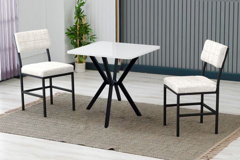 NOVA MUTFAK MASA TAKIMI, 2 SANDALYE, SİYAH, 70X70 CM, KREM