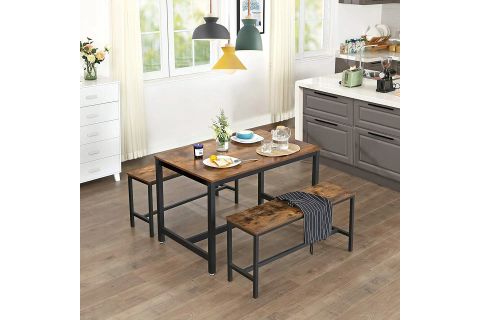 BARO SİYAH METAL AHŞAP BENCH, 2 ADET