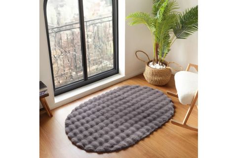 DARCİO BUBBLE YUMUŞAK DOKULU POST HALI, OVAL, ANTRASİT, 50X80