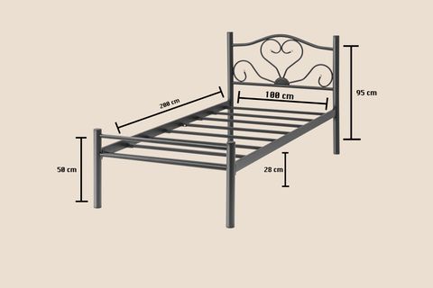 EVGER METAL KARYOLA, K50, SİYAH, 100X200