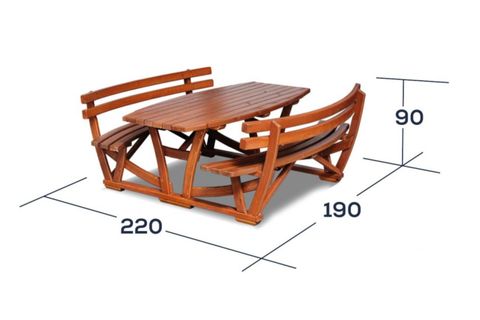 AHŞAP PİKNİK MASASI, 220X190X90 CM