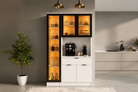 LAVO LEDLİ TEMPERLİ CAMLI KAHVE KÖŞESİ,  5 KAPAKLI
