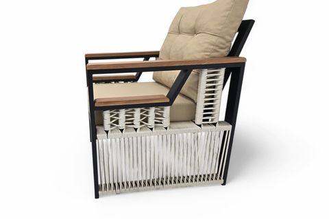 RELAKS İP ÖRGÜ METAL ÜÇLÜ OTURMA GRUBU, GRİ